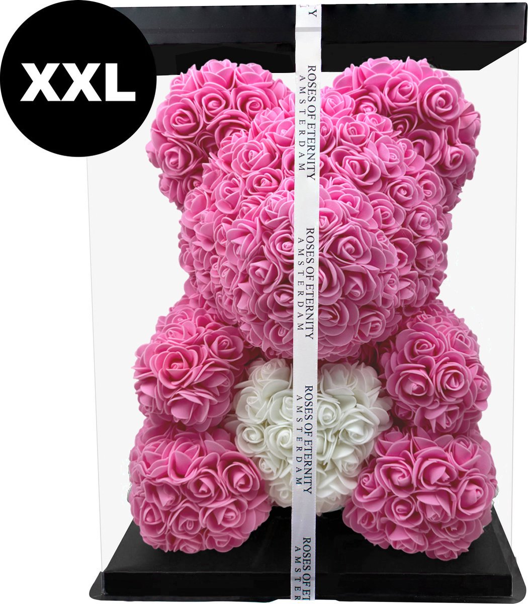 Roses of Eternity - XXL Rose bear met hart & giftbox - rozen beer - Valentijn - Moederdag - Valentijnsdag - Romantisch Liefdes Moederdag cadeautje - Cadeau voor vrouw - Huwelijk - Vriendin - roze