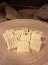 Chocolade cijfer 40 | Getal 40 chocola | Cadeau voor verjaardag of jubileum | Smaak Wit