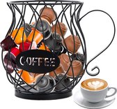 Koffiecapsulehouder Koffieopbergmand Meerdere capsules Organizer voor koffie Koffiekeuken Zwarte metalen draad Koffiecapsule-opslag Koffiepadorganizer