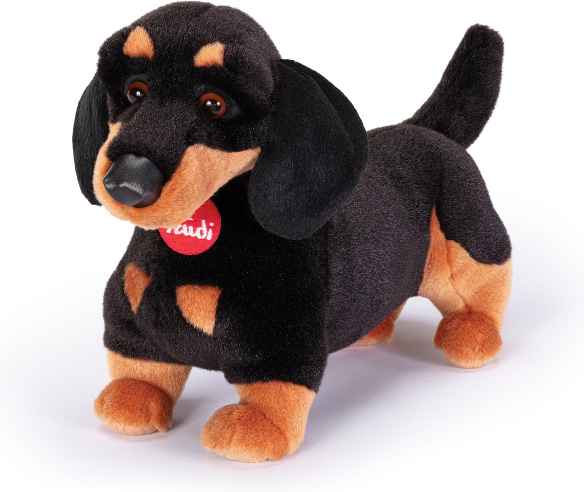 Trudi - Classic Knuffel Hond Teckel Leo 34 cm - Handgemaakt in Italie - Hoge kwaliteit pluche knuffel - Knuffeldier voor jongens en meisjes - Zwart Bruin - 13x24x34 cm maat M