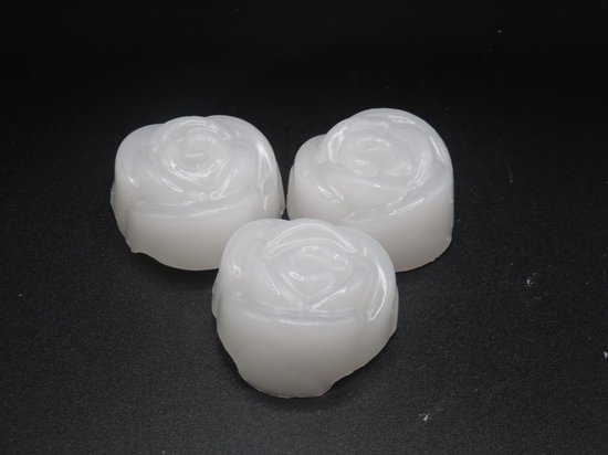 Wax melts, Roosjes, 3 stuks, Wit, Kokosnoot geur.