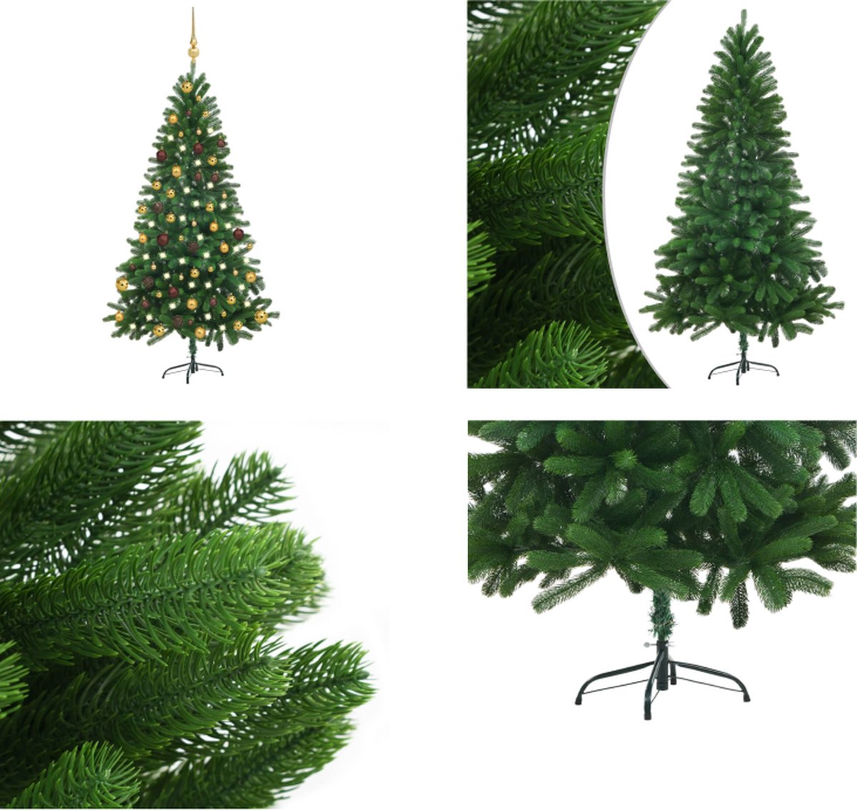 vidaXL Kunstkerstboom met LED's en kerstballen 150 cm groen - Kunstkerstboom - Kunstkerstbomen - Kerstboom - Kerstdecoratie