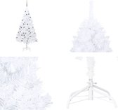 vidaXL Kunstkerstboom met LED's en kerstballen 120 cm PVC wit - Kunstkerstboom - Kunstkerstbomen - Kerstboom - Kerstdecoratie