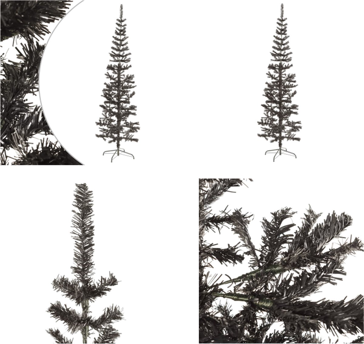 vidaXL Kerstboom smal 210 cm zwart - Kerstboom - Kerstbomen - Smalle Kerstboom - Smalle Kerstbomen