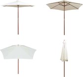 vidaXL Parasol 270x270 cm Mât en bois Blanc crème - Parasol - Parasols - Parasol - Parapluies