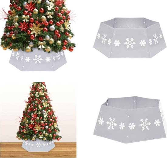 vidaXL Kerstboomrok Ø68x25 cm zilverkleurig en wit - Kerstboomrok - Kerstboomrokken - Kerstboom Rok - Kerstboom Rokken