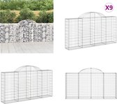 vidaXL Schanskorven 9 st gewelfd 200x30x100/120 cm ijzer - Schanskorfmand - Schanskorfmanden - Schanskorf - Schanskorfmuur