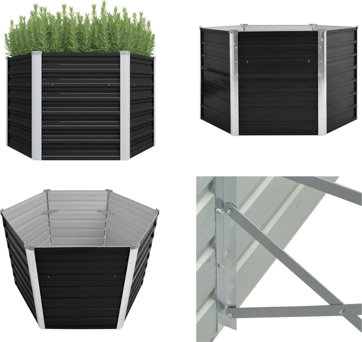 VidaXL Plantenbak verhoogd 129x129x77cm gegalvaniseerd staal antraciet Verhoogde Tuinbak Verhoogde Tuinbakken Verhoogde Plantenbak Verhoogde Plantenbakken