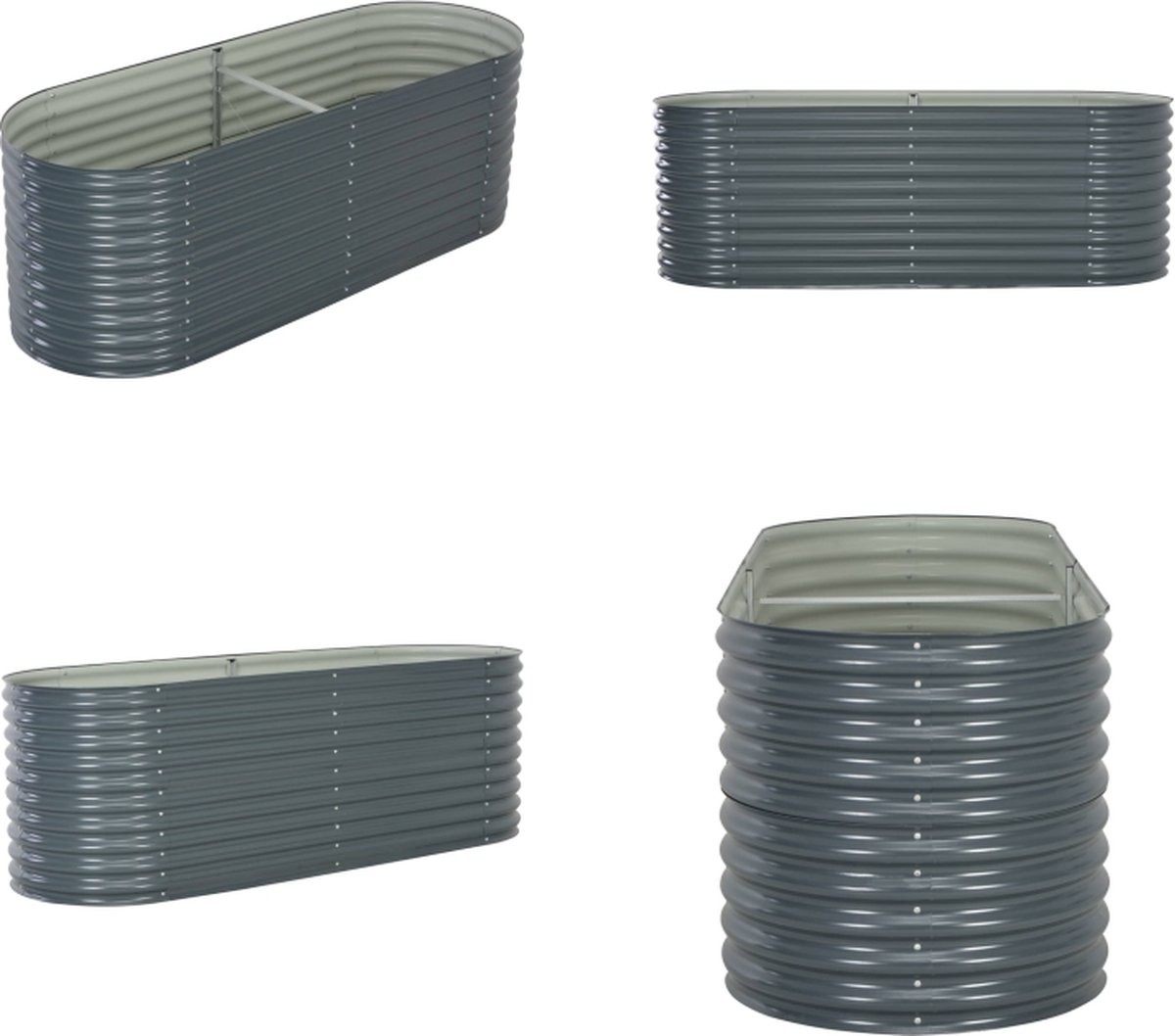 VidaXL Plantenbak verhoogd 240x80x81 cm gegalvaniseerd staal grijs Verhoogde Tuinbak Verhoogde Tuinbakken Verhoogde Plantenbak Verhoogde Plantenbakken