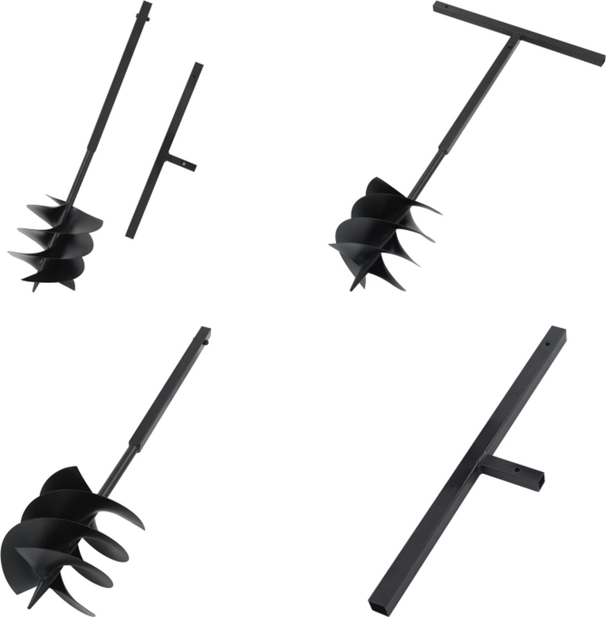 VidaXL Grondboor met handgreep 250 mm staal zwart Grondboor Grondboren Grondboor Met Handvat Grondboren Met Handvatten