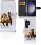 GSM Hoesje Geschikt voor Samsung Galaxy S24 Ultra Wallet Book Case Paarden