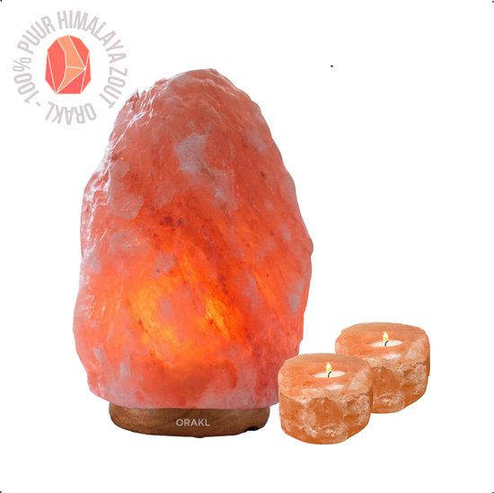 Orakl® - Photophore de Himalaya Oranje - 1 pièce - Photophores en pierre de sel - Lampe à sel - Lampe à sel Sel de l'Himalaya - Lampe à sel Photophore - Lampes de sel - Pierre de sel