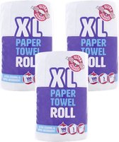 Keukenpapier XL -3 Rollen van 100 Vellen, 3-laags, Extra Grote Rol