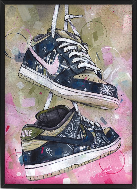 Sneaker print 30,6x43 cm (A3) *ingelijst & gesigneerd