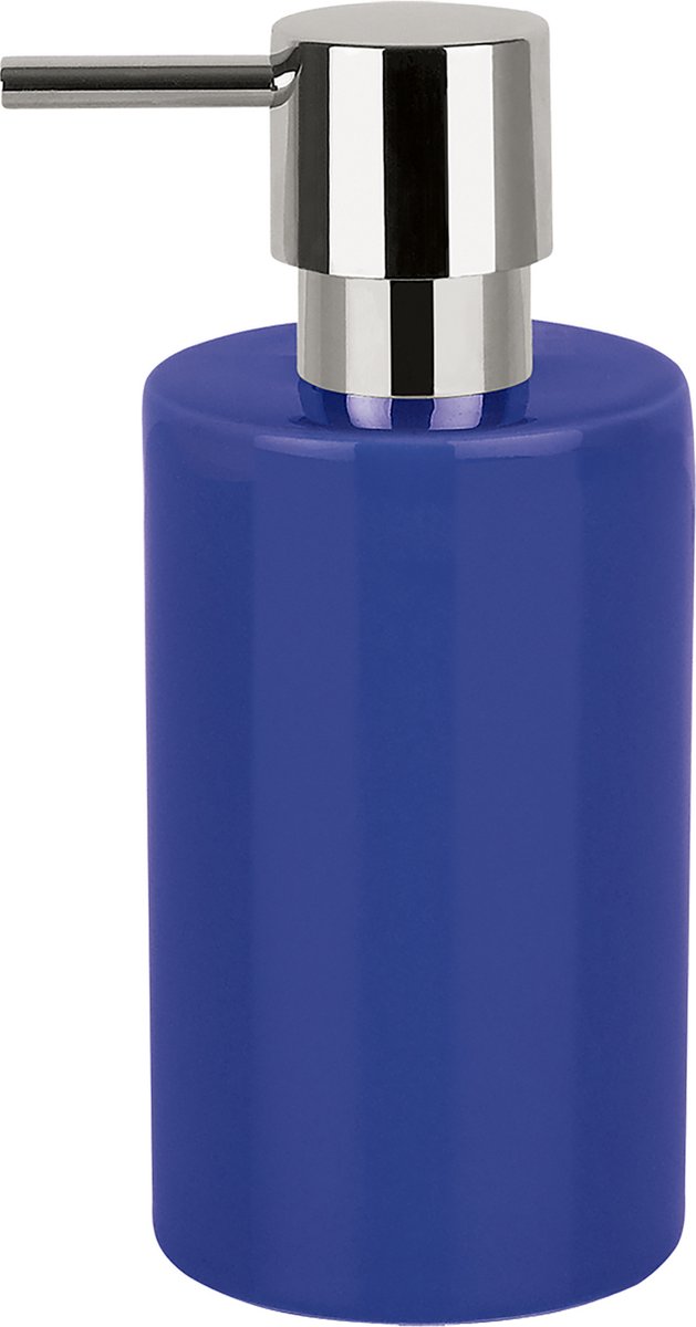 Spirella zeeppompje/dispenser Sienna - glans blauw - porselein - 16 x 7 cm - 300 ml - badkamer/toilet/keuken