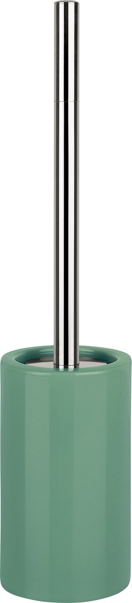 Spirella Luxe Toiletborstel in houder Sienna - salie groen glans - porselein - 42 x 10 cm - met binnenbak