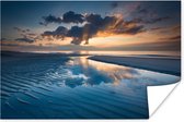 Poster Sunset at the Dutch coast papier 180x120 cm - Tirage photo sur Poster (décoration murale salon / chambre) / Poster Paysages XXL / Groot format!