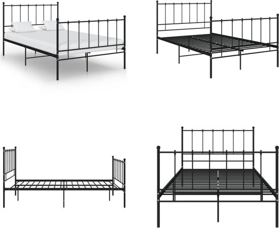 vidaXL Bedframe metaal zwart 120x200 cm - Bedframe - Bedframes - Tweepersoonsbed - Tweepersoonsbedden