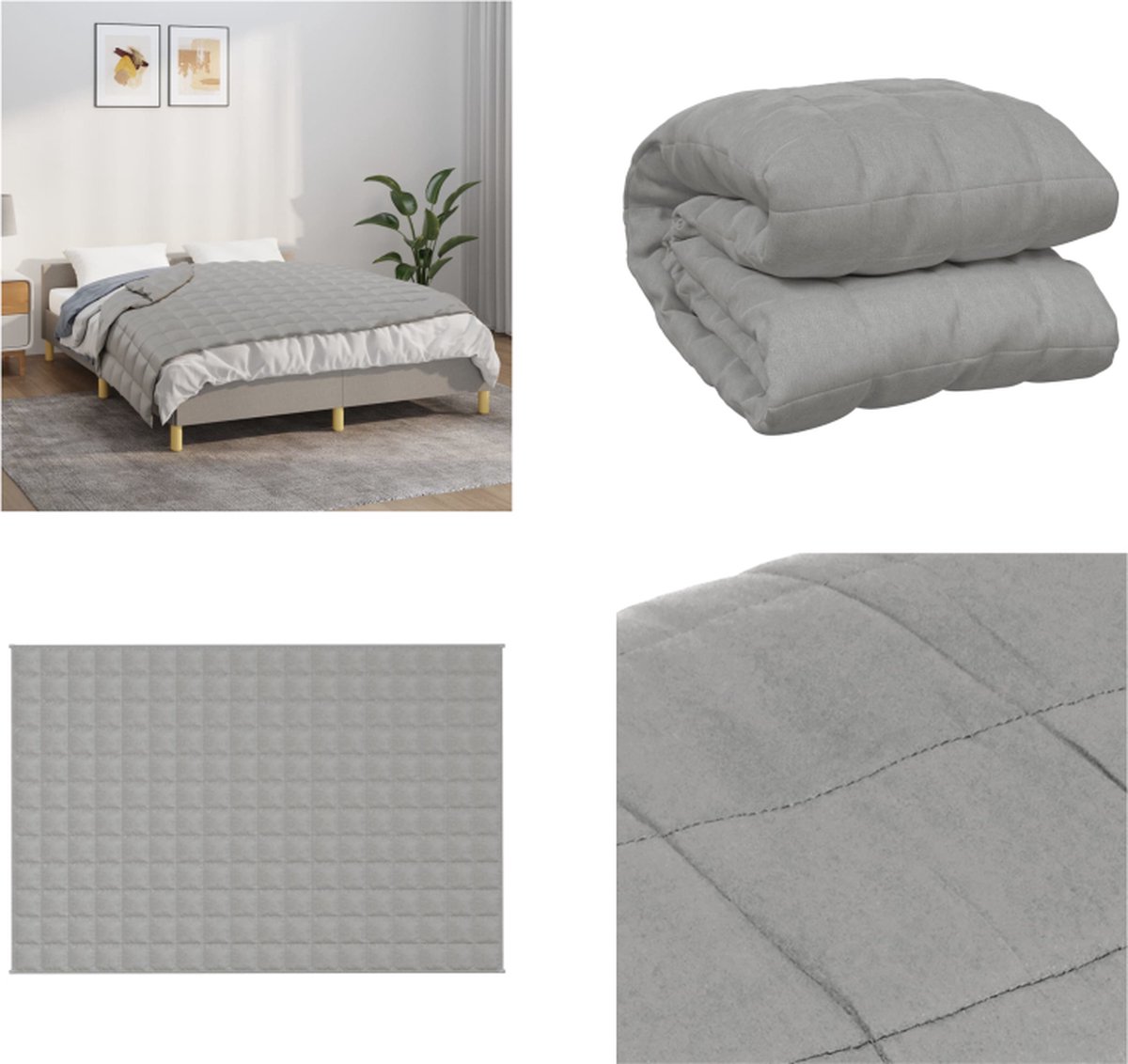 vidaXL Verzwaringsdeken 122x183 cm 9 kg stof grijs - Verzwaringsdeken - Verzwaringsdekens - Deken - Beddengoed