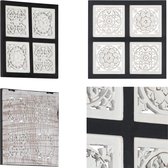 vidaXL Wandpaneel handgesneden 40x40x1-5 cm MDF zwart en wit - Wandpaneel - Wandpanelen - Paneel - Panelen