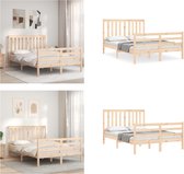 vidaXL Bedframe met hoofdbord massief hout 4FT Small Double - Bedframe - Bedframes - Bed - Tweepersoonsbed