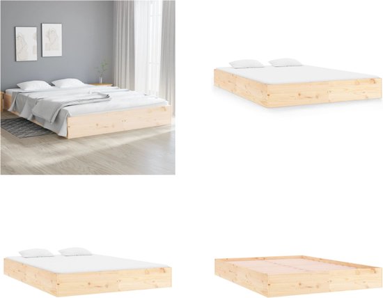 vidaXL Bedframe massief hout 120x200 cm - Bedframe - Bedframes - Bed - Bedbodem