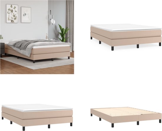 The Living Store Sommier tapissier simili cuir cappuccino 140x200 cm - Sommier tapissier - Sommier tapissier - Lit - Lit bébé - Meubles de couchage - Cadre de lit - Sommier - Lit double - Sommier tapissier - Lits - Lits Berceaux