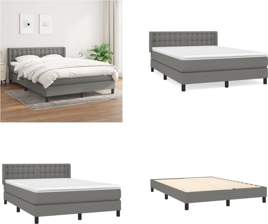 Bedframe Met Hoofdbord Vidaxl VidaXL Boxspring Met Matras Stof Donkergrijs 80x200 Cm In De Uitverkoop H Tweepersoonsbed Stof