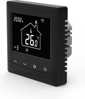 Zwarte inbouw thermostaat Optima W, voor elektrische verwarming en conventionele verwarming.
