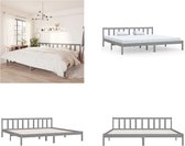 vidaXL Bedframe massief grenenhout grijs 200x200 cm - Bedframe - Bedframe - Bed Frame - Bed Frames