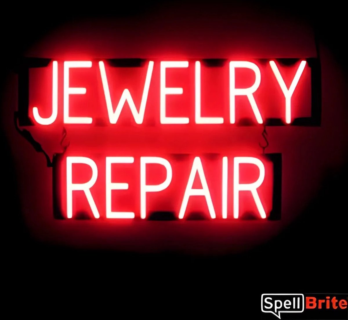 JEWELRY REPAIR - Lichtreclame Neon LED bord verlicht | SpellBrite | 71 x 38 cm | 6 Dimstanden - 8 Lichtanimaties | Reclamebord neon verlichting