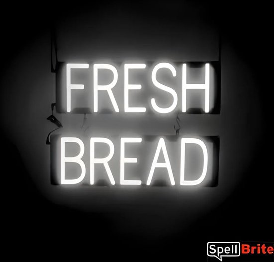 FRESH BREAD - Lichtreclame Neon LED bord verlicht | SpellBrite | 52 x 38 cm | 6 Dimstanden - 8 Lichtanimaties | Reclamebord neon verlichting