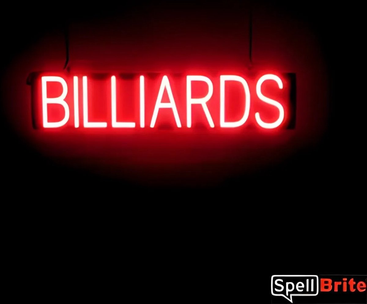 BILLIARDS - Lichtreclame Neon LED bord verlicht | SpellBrite | 75 x 16 cm | 6 Dimstanden - 8 Lichtanimaties | Reclamebord neon verlichting