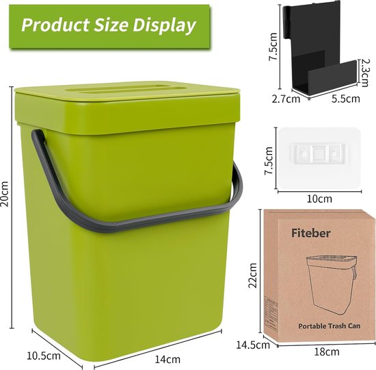 MSLing Petite poubelle à compost de cuisine 3 l avec couvercle pour composteur déchets cuisine