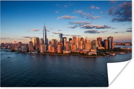 Luchtfoto Skyline New York Poster 150x75 cm - Foto print op Poster (wanddecoratie)