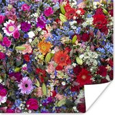 Poster Een bloemdessin met felle kleuren - 50x50 cm
