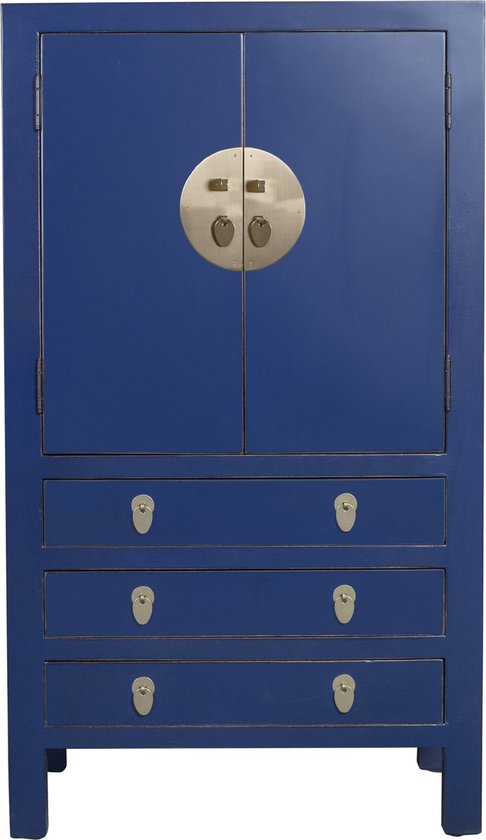 Fine Asianliving Chinese Kast Midnight Blauw B63xD38xH110cm Chinese Meubels Oosterse Kast