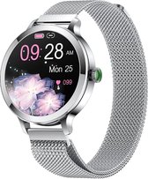 Valante NovaX Smartwatch - Smartwatch Dames - Zilver staal - 38 mm - Stappenteller - Hartslagmeter - Bloeddrukmeter - Bellen via Bluetooth