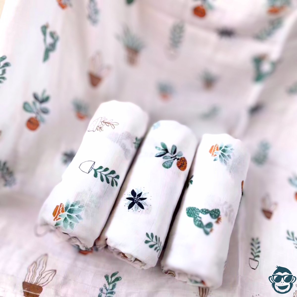 Goedkoopste BoefieBoef XL Hydrofiele Doek 120x110cm - Zachte Bamboe Swaddle, Inbakerdoek, Mousseline Doek voor Baby's en Newborns 0 tot 12 maanden - Planten - Dubbellaags, Ademend en Absorberend - Kerst en KraamCadeau - - Duurzaam - Babydeken - Groen