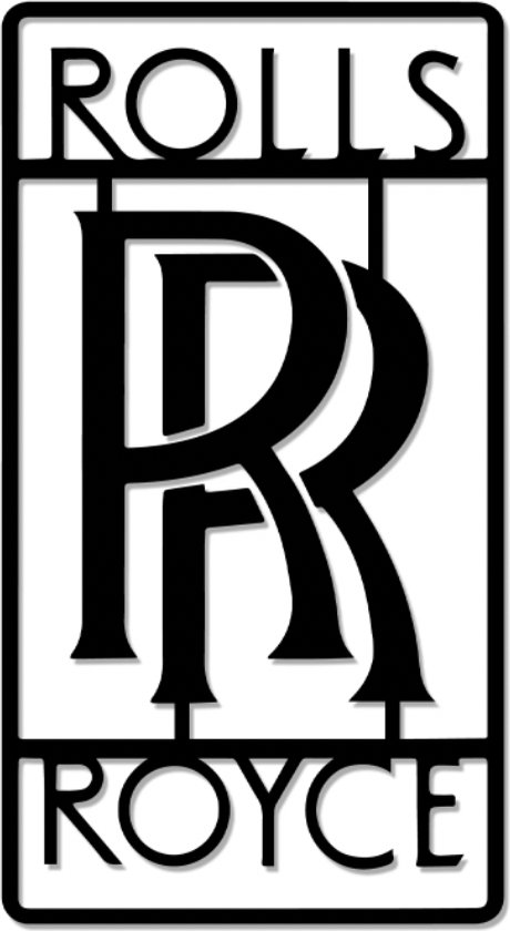 Rolls Royce - Logo - Art métallique - Or - 60 x 99 cm - Décoration de voiture - Décoration murale - Man Cave - Cadeau pour homme - Système de suspension inclus