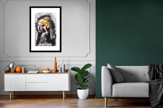 Adapté du vieux maître Johannes Vermeer avec coupure de journal 60x90 cm