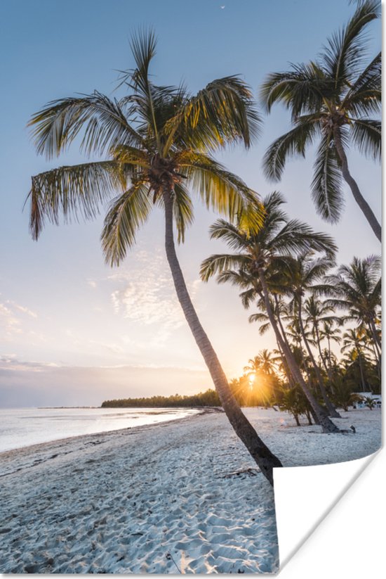 Zonsondergang op een tropisch strand 120x180 cm / Zee en Strand XXL / Groot formaat! - Foto print op Poster (wanddecoratie woonkamer / slaapkamer)