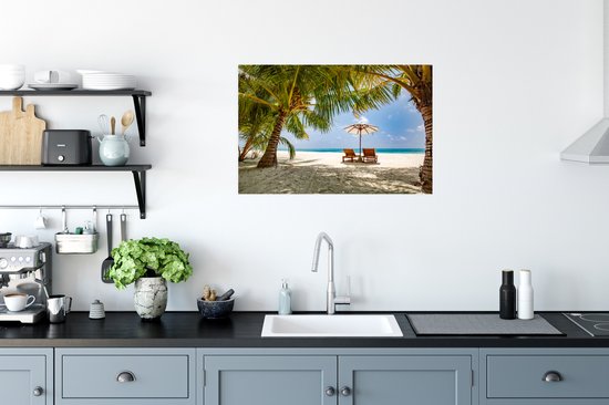 Chaises de plage sur une plage tropicale 60x40 cm / Mer et plage