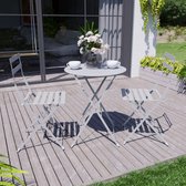 Ensemble bistrot 3 pièces pliable en métal Porto 2 places pour jardin, terrasse et balcon (gris clair)