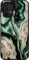 Casimoda® hoesje - Geschikt voor Samsung Galaxy A13 4G - Groen marmer / Marble - Zwart TPU Backcover - Marmer - Groen