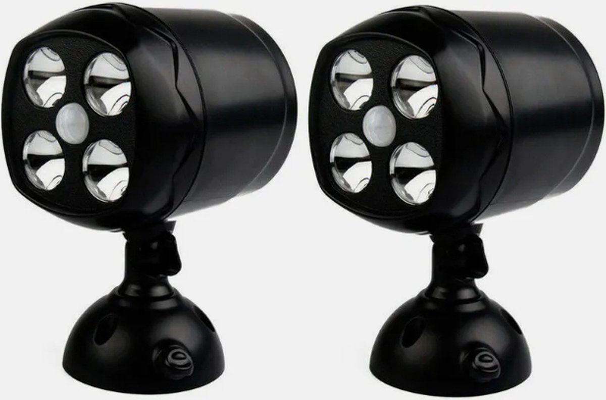 Sans Marque - Wandlamp - 2 Pack - Sensor Lamp Buiten - Buitenlamp Met Bewegingssensor - Verstelbaar - Inclusief Ophangingsmateriaal - Zwart