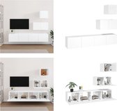 vidaXL 4-delige Tv-meubelset bewerkt hout hoogglans wit - Tv-meubelset - Tv-meubelsets - Tv-meubel - Tv Meubelset