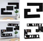 vidaXL Tv-wandmeubel bewerkt hout zwart - Tv-wandmeubel - Tv-wandmeubelen - Tv-meubel - Televisiemeubel