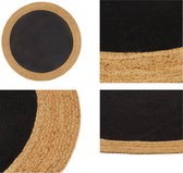 vidaXL Vloerkleed rond gevlochten 150 cm jute en katoen zwart naturel - Vloerkleed - Vloerkleden - Mat - Vloermat