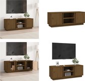 vidaXL Tv-meubel 110x35x40-5 cm massief grenenhout honingbruin - Tv Meubel - Tv Meubels - Tv Kast - Tv Kasten